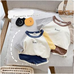 Clothing Sets Childrens Cotton Baby Letter Print Casual Sports Boy Tshirt Shorts Toddler Unisex Leisure Drop Delivery Kids Maternity Dhdul