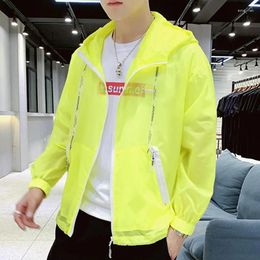 Men's Jackets Fashion Hooded Spliced Zipper Pockets Korean Thin Clothing 2024 Summer Casual Tops Solid Colour All-match Coats