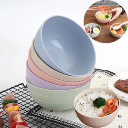 Bowls Wheat Straw Anti-Fall Cartoon Snack Tray Dinner Bowl Set Divided Dining Dish Eco-Friendly Kitchen Tableware For Household