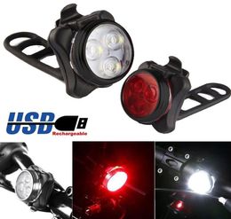 High Quality Bright Cycling Bicycle Bike 3 Led Head Front Light 4 Modes Usb Rechargeable Tail Clip Light Lamp Waterproof5386814