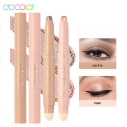Docolor Eyeshadow Stick 2Pcs Cream Brightener Glitter Pen Highlighter Set Long Lasting Waterproof Eye Shadow Make Up 240529