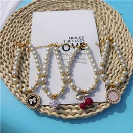 Dog Collars Fashion Pearl Pet Collar Hangtag Cherry Bell Ball Pendants Adjustable Neck Accessories For Small Dogs Cats Beauty Products