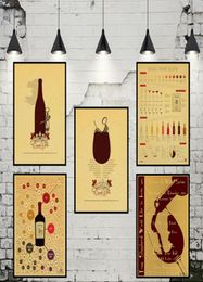 Basic Wine Guide Vintage Poster beer and Wine Tasting Guide Retro Kraft Paper Wallpaper Home Decor Bar Wall Sticker2896428