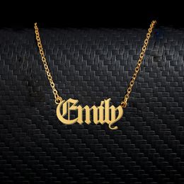 Emily Old English Name Necklace Stainless Steel 18k Gold plated for Women Jewellery Nameplate Pendant Femme Mothers Girlfriend Gift