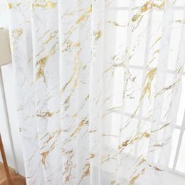 Curtain 100x200cm Left And Right Biparting Open Gauze Golden Silver Marble Patterns Terylene Curtains Translucidus Decorations