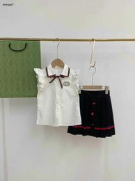 Top Princess dress summer kids tracksuits baby clothes Size 110-160 CM Embroidered logo sleeveless cardigan and girls skirt 24April