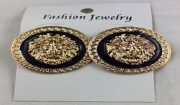 Black Lion Head Wedding Stud Earrings 14 Gold Plating Jewellery Golden Charm Earring Min Order is 2pairs7932573