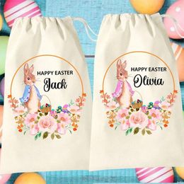 Gift Wrap Personalised Floral Bag Happy Easter Egg Hunt Basket Children Kid Boy Girl Sack Toy Bucket