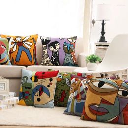 Pillow Cotton Canvas Embroidery Cover Abstract Home Decor Decorative Case For Sofa Car Sham