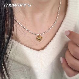 Chains Mewanry Love Heart Pendant Necklaces For Women Girls Trendy Minimalist Classic Elegant Clavicle Chain Wedding Bride Jewellery Gift