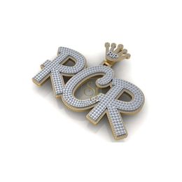 Sterling Sier 12.91 TCW Eye Catching Design Fashion Jewelry Men's Custom Iced Out RCR Letter Moissanite Diamond Pendant