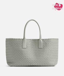 Designer Womens Bag Medium Cabat BotegaVeneta Medium Intreccio leather tote bag Agate grey
