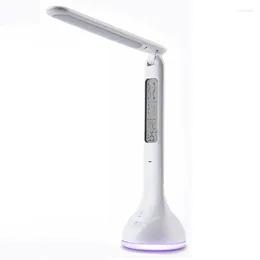 Table Lamps LED Desk Lamp Foldable Dimmable Press Rechargeable With Calendar Temperature Alarm Clock Night Lights