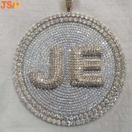 Je Letters Glow in the Moissanite Iced Out Christian Hip Hop Fashion Style Cursive Letters Name Moissanite Diamond Pendant