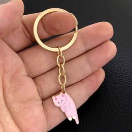 Keychains Lanyards 2023 Kawaii Cat Keychain Pet Paw Key Ring Animal Footprint Key Chains Souvenir Gifts For Women Men Cay Keys DIY Handmade Jewelry Y240510