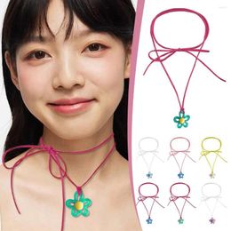 Pendant Necklaces Colourful Resin Flower Necklace For Women Unique Plum Blossom Choker Anniversary Jewellery Clavicle Chain Q2I7