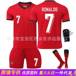 Football Jersey 2425 season Portugal home 7, Ronaldo size 8, B fee children's adult football jersey set with red pants