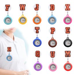 Dog Tag Id Card Orange Letter 26 Clip Pocket Watches Watche For Nurse With Sile Case Fob Nurses Watch Doctors Brooch Medical Workers D Ot84T