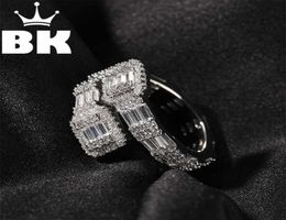 Hip Hop Men039s Baguette Adjustable Custom Men Ring Famous Brand Iced Out Micro Pave Cz Punk Rap Jewellery Size 21121772822489298494