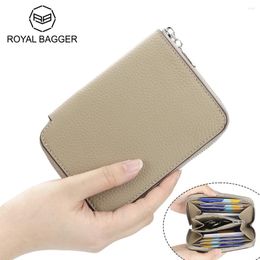 Wallets Royal Bagger Medium Wallet For Women Genuine Leather Zipper Coin Purse Fashion Multi-card Card Holder 1746