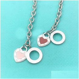 Chain 15Mm Heart Bracelet Women Stainless Steel On Hand Blue Pink Green Ot Buckle Fashion Jewellery Valentine Day Gift For Girlfriend Dr Dha3B