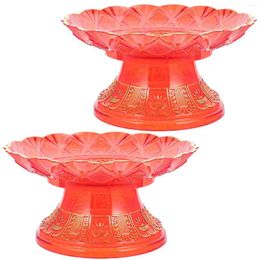 Dinnerware Sets 2 Pcs Jewellery Tray Fruit Plate Rituals Wedding Temple Holder Supply Red