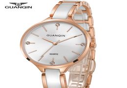 GUANQIN 2018 women watch Ceramic dress watch black top brand luxury waterproof girl gold Female quartz wristwatch zegarek damski9378112