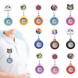 Other Office School Supplies Rainbow Flower Clip Pocket Watches Nurse Watch On Womens For Women Easy To Read Drop Delivery Ot5Ps