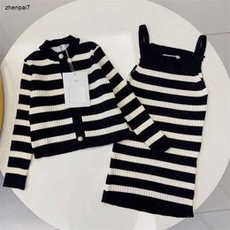 Top Baby Girls Clothing Children Long Sleeve Knitted Dress Set Classic Clothes Spring Kids Spring Dress Set