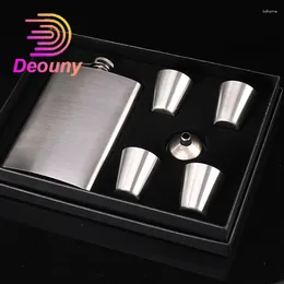 Hip Flasks DEOUNY Stainless Steel Portable Outdoor Men's Small Flask Metal Wine Set With Glasses Sake Japanese Style