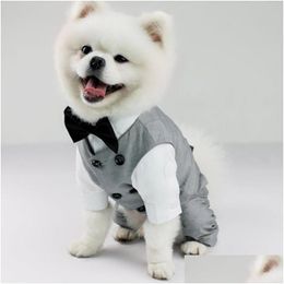 Dog Apparel Pet Wedding Birthday Party Costume Tuxedo Suit For Small Medium Large Breed Formal Vest With Bow Tie Gentleman Drop Deli Dhdec