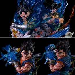 Action Toy Figures 45CM Anime Z Vegeta Super Saiyan 3-headed Eagle Glow Collection Statue Cartoon Pvc Action Figurine Model Toys Gifts