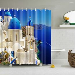 Shower Curtains Scenery Modern City Seaside Beach Scenic Pattern Bathroom Decor Bath Curtain Frabic Waterproof Polyester Screen