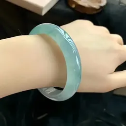 Bangle Natural Burmese Jade Bracelet Seed Blue Water Transparent High Genuine High-end Gift