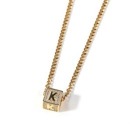 Hip Hop New 26 English Letters Square Pendant Necklace Gold Plated Fashion Letter Pendant Accessories7010213