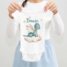 Rompers Personalised Dragon Baby Tight Clothing Customised Name Baby Cute jumpsuit Boys and Girls Clothing Baby Shower Gifts Newbron Baby ClothingL240514L240502