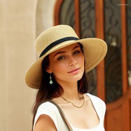 Wide Brim Hats French Top Hat Fashionable And Hepburn Hood Children's Summer Grass Knitted Flat Straw Sun Protection Su