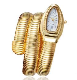 Avanadores de pulso 2021 Cussi Assista Luxury Goll Snake Winding Winding Women Fashion Quartz Banglelet Watches Watches Ladies Rellogi9675872