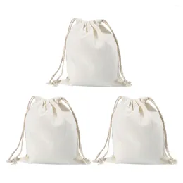 Gift Wrap 3 Pcs Drawstring Pocket Cotton Cloth Bag Packing DIY Craft Bags Pouches Beads Storage Wedding Party Candy Container