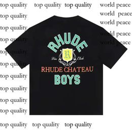 Rhude T Shirt Mens Rhude Shorts Tracksuits Designer Printing Letter Black White Grey Rainbow Color Summer Fashion Cotton Cord Top Short Sleeve 112