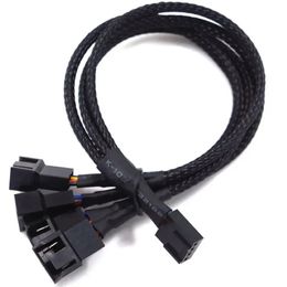 2024 4 Pin Pwm Fan Cable 1 To 2/3/4 Ways Splitter Black Sleeved 27cm Extension Cable Connector PWM Extension Cables Hardware Cables for PWM