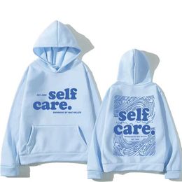 Mens Hoodies Sweatshirts Macc Miller Self Care Hoodies Heavy duty Psychological Leisure Mens Sweatshirt Long sleeved Winter Spring Hooded Pulled Flower Mens