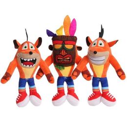 Stuffed Plush Animals 26cm Crash Bandicoot Plush Filling Toy Mad Trilogy Series Animation Character Doll Kawaii Childrens Birthday Christmas Gift Decoration