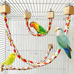Other Bird Supplies Parrot Color Pet Bite Toys Wood Elastic Climbing Cage Toy Sturdy Swing Harness Cotton Rope
