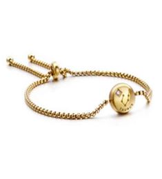 Pulsera high quality dainty stainls steel adjustable gold round box chain elegant 12 zodiac sign charm bracelet75804946858587