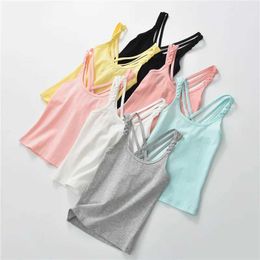 Vest Summer Tank Top Girl Candy Color Childrens Underwear Youth Clothing Cotton Childrens T-shirtl2405