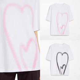 2024 Summer New MAX Designer Sweet Heart Printed Short sleeved T-shirt White Women's Loose casual O-neck Short sleeved Tee Top