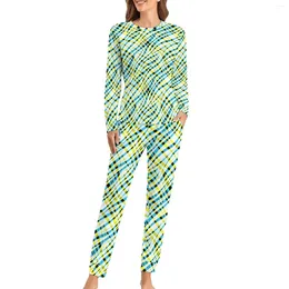 Women's Sleepwear Abstract Curve Pajamas Geometric Print Lovely Pajama Sets Womens 2 Pieces Aesthetic Oversized Pattern Nightwear Birthday