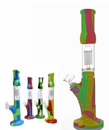 145 inche tall silicone beaker bong 8 arm tree perc bongs percolator Unbreakable dab rig bong recycler water bong with 14mm tobac2971056