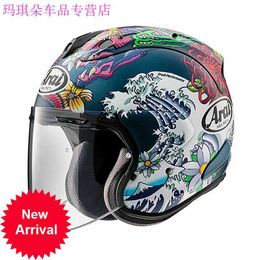 REGY Arai VZ RAM3 4 Single Lens Half Helmet Motorcycle Safety Running Four Seasons Japanese Dragon Matte Blue S Imported from Japan